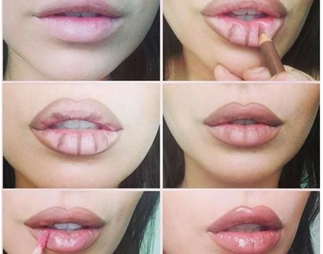увеличение губ макияжем
