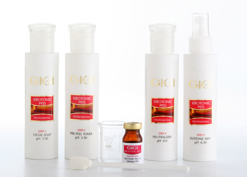 Для проведения кротонового пилинга (Krotonic Peel) от GiGi Cosmetic используется 5 препаратов