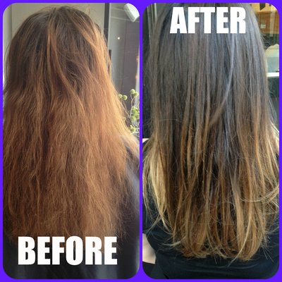 брондирование волос фото до и после