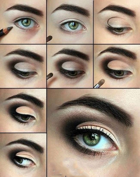 Темный макияж для зеленых глаз