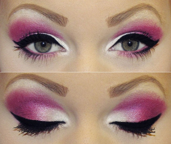 Розовый макияж для серых глаз