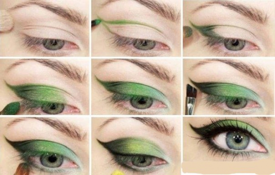 макияж птичка в зелёном цвете