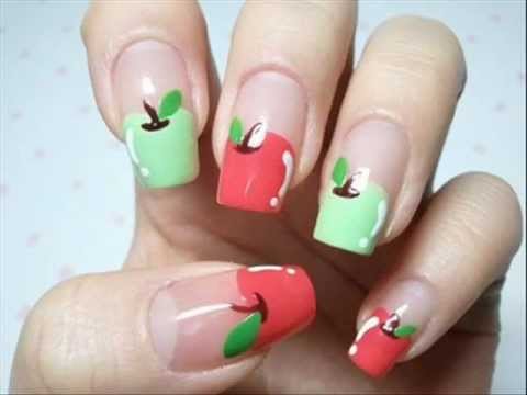рисунки яблоки на ногтях