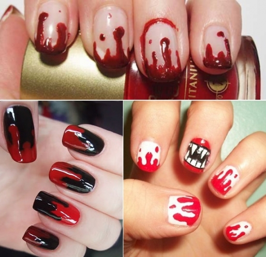 Маникюр на хэллоуин кровь на ногтях